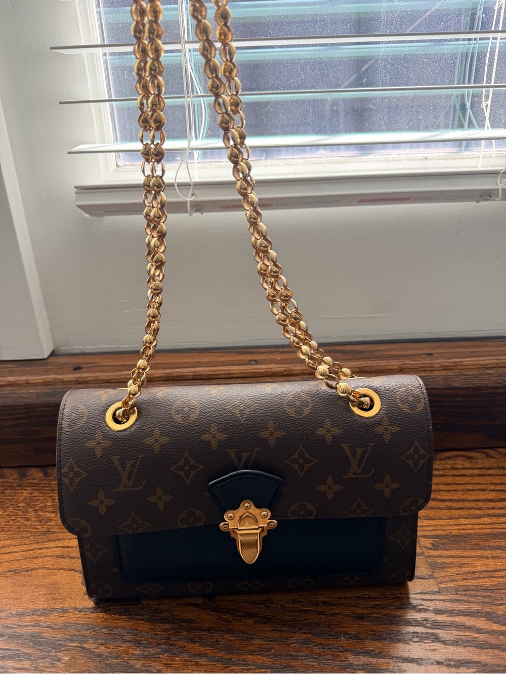 Louis Vuitton Monogram Canvas Shoulder Bag in Brown & Black with Gold Hardware - Picture 7 of 14